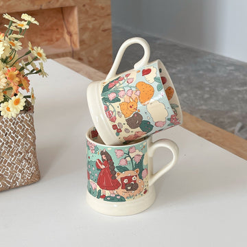 Mugs en céramique couple peints à la main Campagne