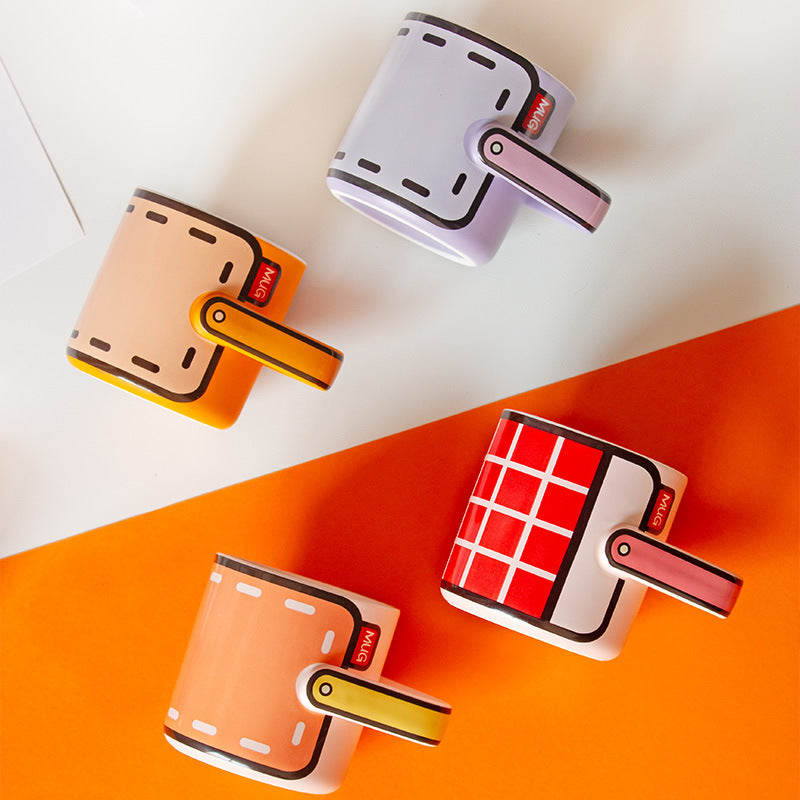 2D Comic-Style Wallet-Shaped Ceramic Mug - 350ml