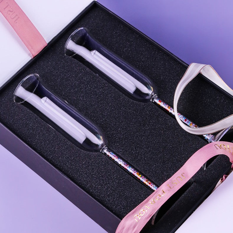 Crystal Rhinestone Glass Champagne Flute Gift Set – Elegant Sparkling Wine Glass