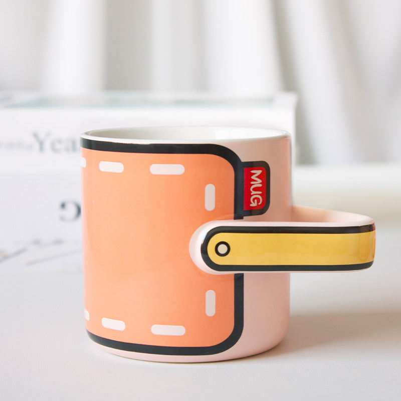 2D Comic-Style Wallet-Shaped Ceramic Mug - 350ml