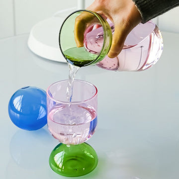 Color-Block Glass Pitcher & Tumbler