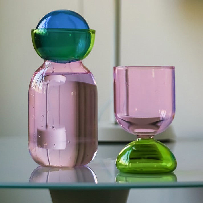 Color-Block Glass Pitcher & Tumbler