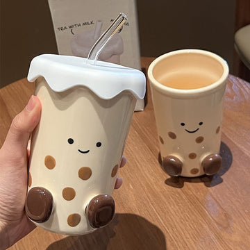 Cocoa Ceramic Straw Coffee Cup - StillMug