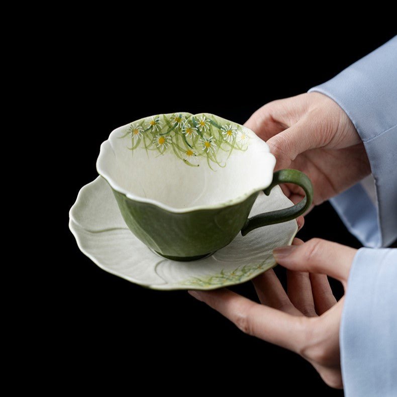 Hand-Painted Lotus Leaf Dew Coffee Set - StillMug