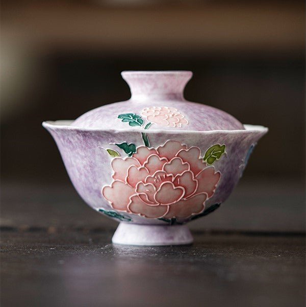 Hand-Painted Purple Peony Ceramic Tea & Coffee Collection - StillMug