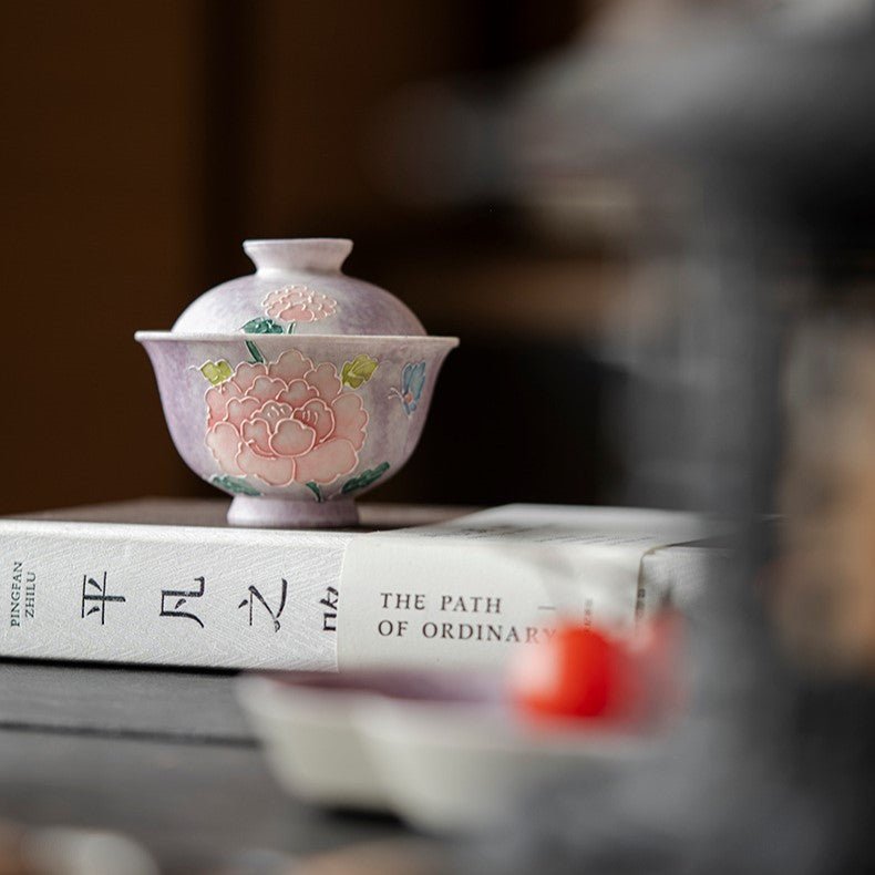 Hand-Painted Purple Peony Ceramic Tea & Coffee Collection - StillMug