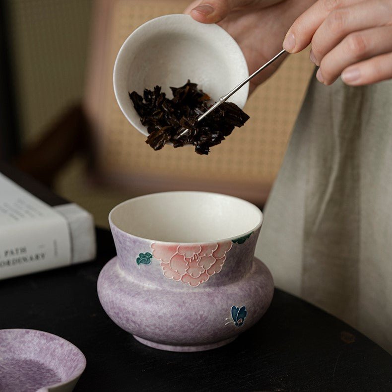 Hand-Painted Purple Peony Ceramic Tea & Coffee Collection - StillMug