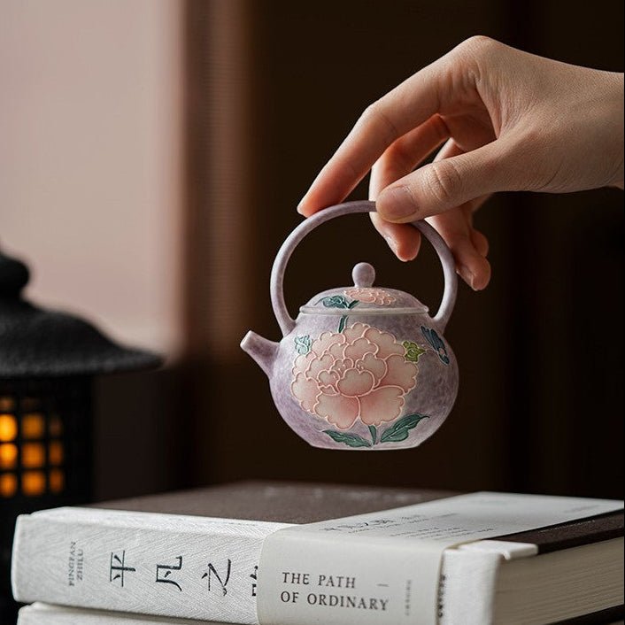 Hand-Painted Purple Peony Ceramic Tea & Coffee Collection - StillMugshop_this_look_amDhCa